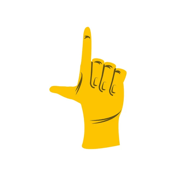 Gelbe linke Hand — Stockvektor