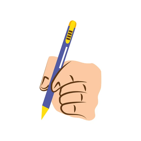 Левая рука с ручкой — стоковый вектор