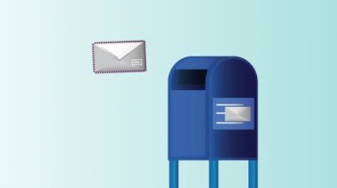 Posta kutusu ve zarflarla posta servisi animasyonu