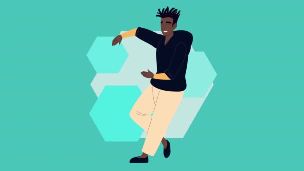 Afro junge mann charakter animation — Stockvideo