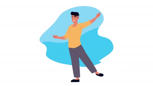 Młody człowiek taniec postać animacja — Wideo stockowe
