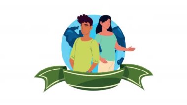 Çift ve Dünya Gezegeni ile en iyi arkadaşlar animasyonu