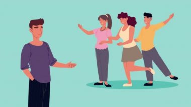 En iyi arkadaşlar kutlama yapan gençlerle animasyon.