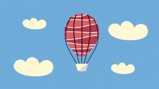 Bon voyage animación con globos aire caliente — Vídeos de Stock