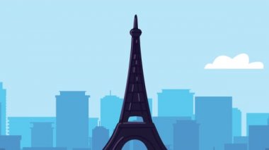 Eyfel Kulesi ile iyi yolculuklar animasyonu
