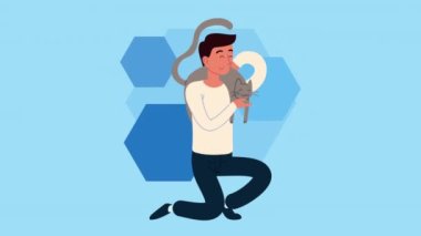 Gri kedili adam maskot animasyonu