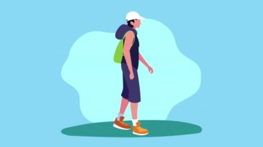 Genç maceraperest erkek karakter animasyonu