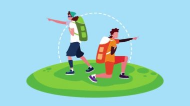 Genç maceraperest erkek karakterleri animasyon