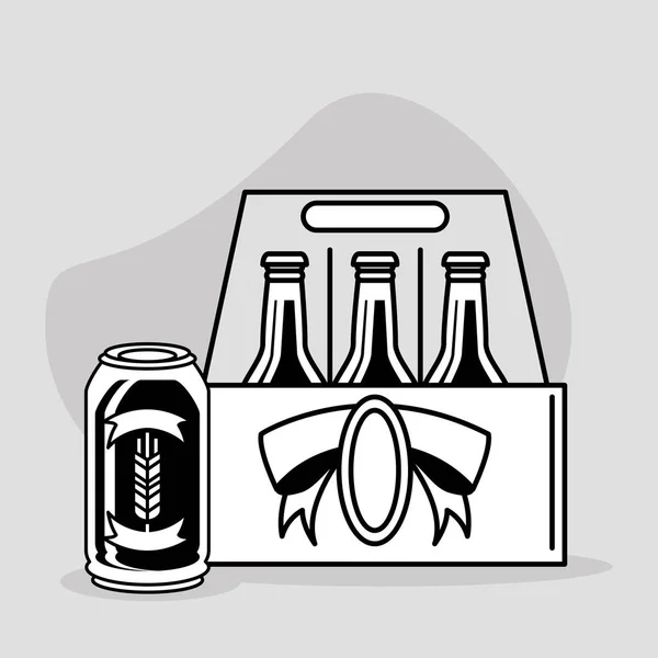 Caja de botellas de cerveza — Vector de stock