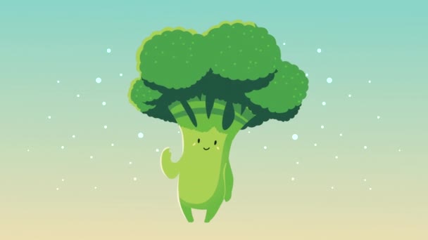 Свіжий рослинний персонаж броколі — стокове відео