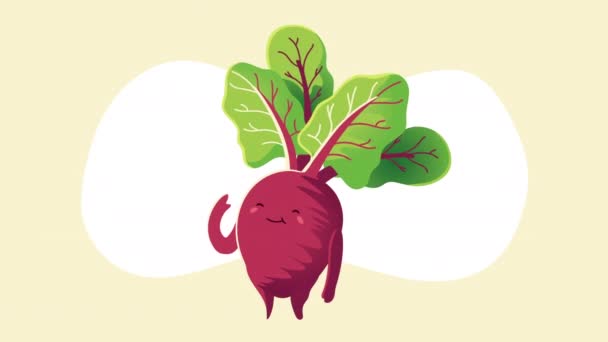 新鮮な大根の野菜のキャラクター — ストック動画