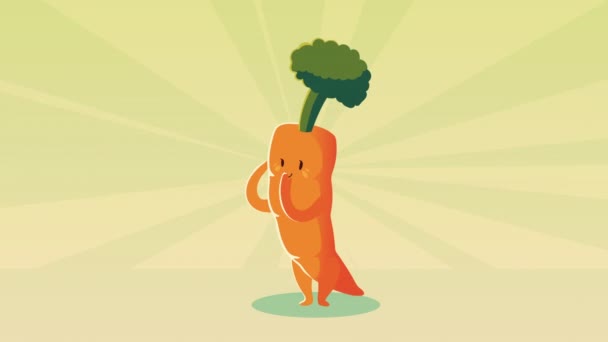 Fresh carrot vegetable character — Stock Video