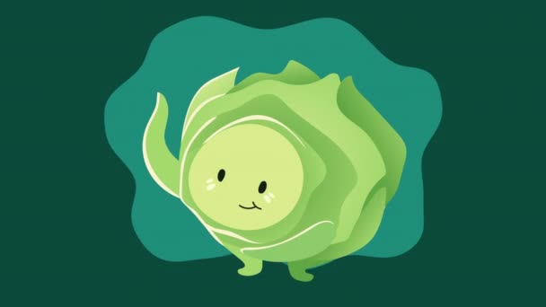 Fresh cabbage vegetable character — Stock Video