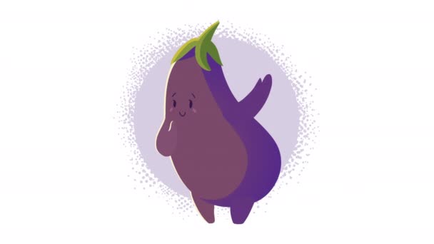 Verse aubergine plantaardig karakter — Stockvideo