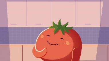 taze sebze domates karakteri animasyonu