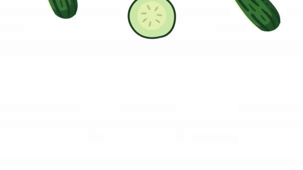 Komkommer verse groenten patroon animatie — Stockvideo