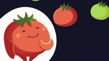 sebze deseni ve domates karakteri