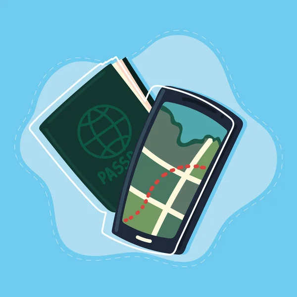 Smartphone-GPS-Kartenpass — Stockvektor
