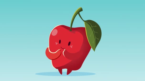 Manzana fruta carácter animación — Vídeo de stock