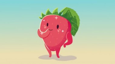 çilekli meyve karakteri animasyonu