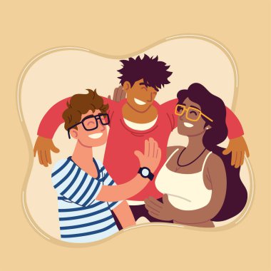 Kadınlar ve erkekler gülümsüyor