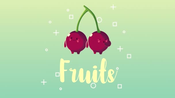 fruits lettering with cherries animation