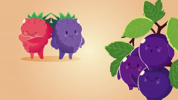 Frutas personajes animación — Vídeo de stock