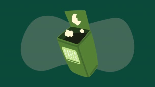 Ecology animation with waste bin — Stock Video