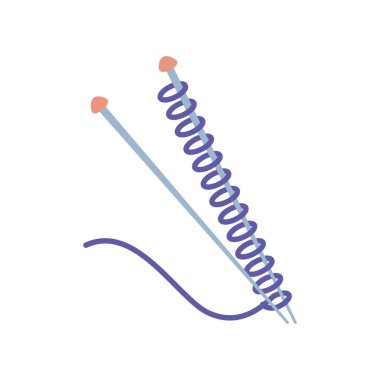 Örgü iğneleri ve iplikler.