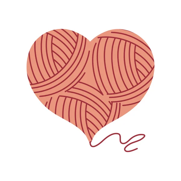 Knitting wool heart — Stock Vector