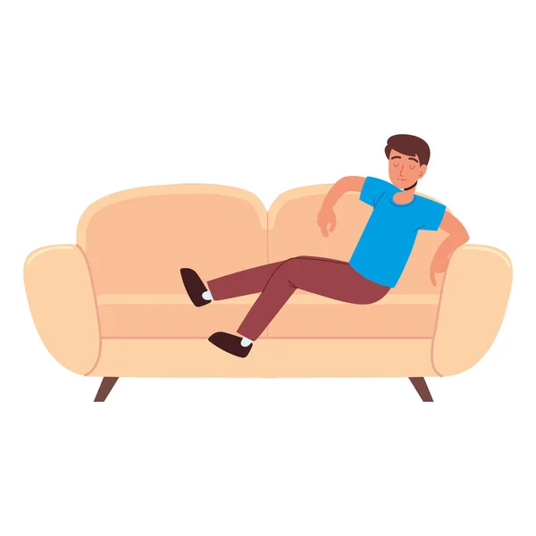 Розслабляючий хлопець на дивані — стоковий вектор