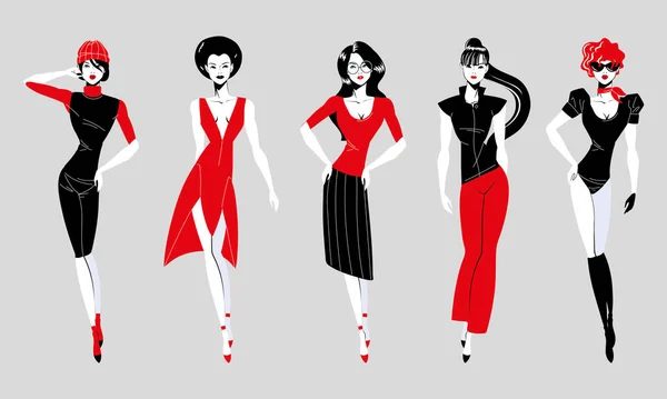 Conjunto de mujeres de moda — Vector de stock