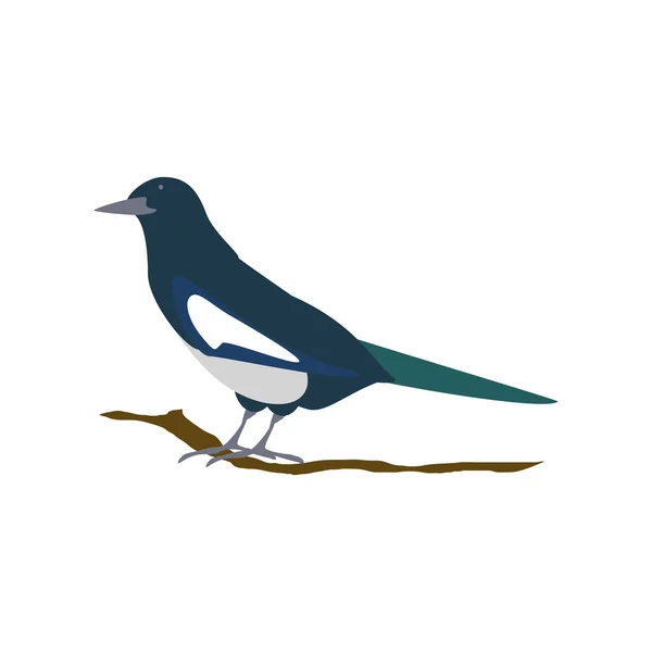 Pájaro en árbol de rama — Vector de stock