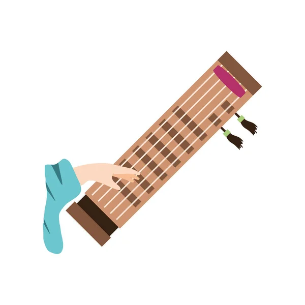 Hand with musical instrument gayageum — Stock Vector