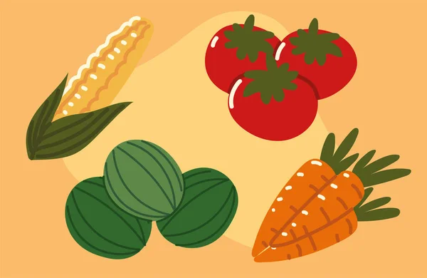 Set icon fruits and vegetables — Stockvektor