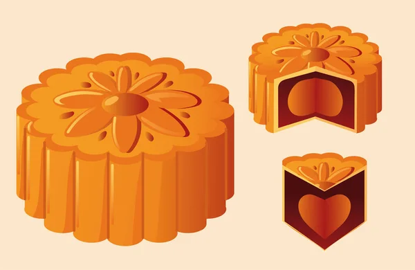 Mooncake chinese dessert — стоковый вектор