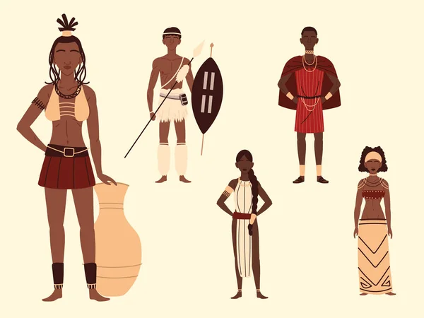 African people characters — Archivo Imágenes Vectoriales
