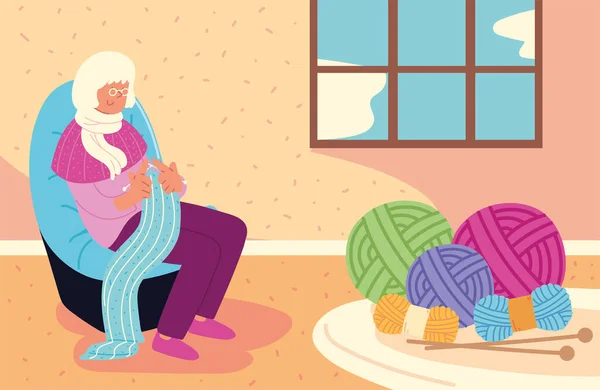 可爱的奶奶针织 — 图库矢量图片