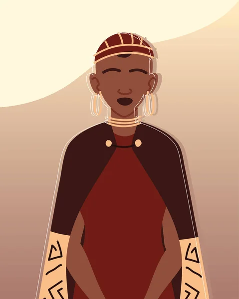 아프리카 부족 여성의 초상화 — 스톡 벡터