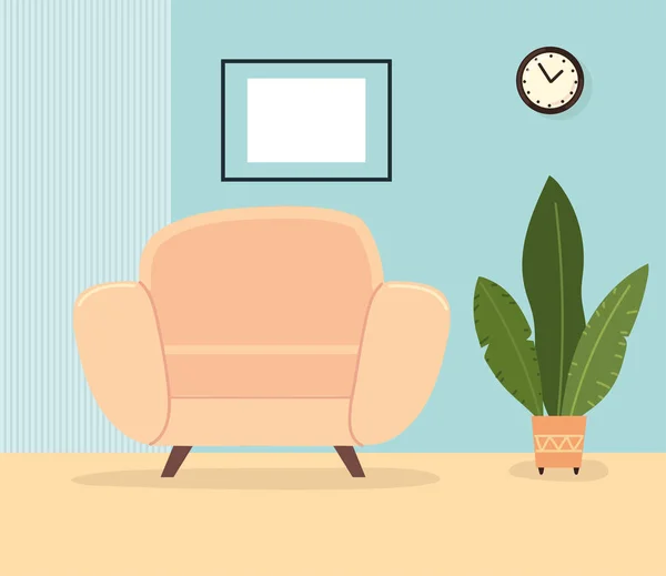 Horloge plante fauteuil — Image vectorielle