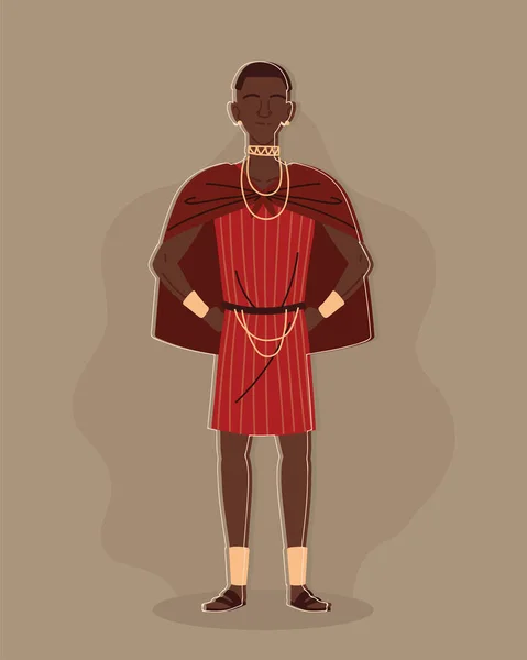 Aborigine in traditional costume — Vector de stock