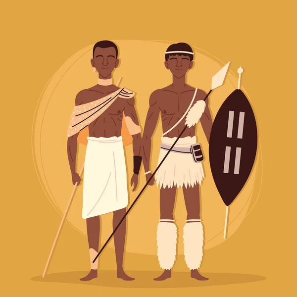 Aboriginal men warrior — Stock Vector
