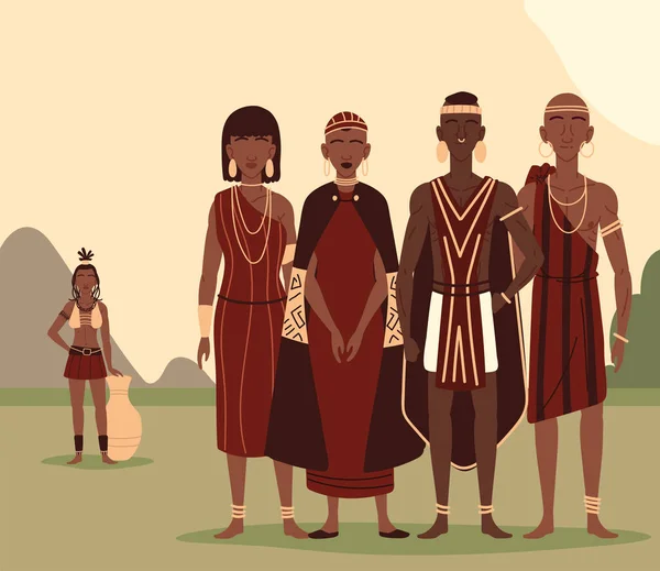 Aboriginal people together — Stok Vektör