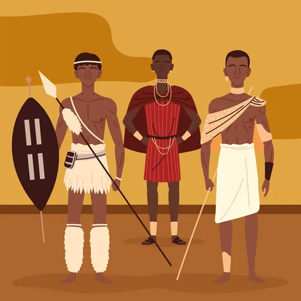 Inheemse Afrikaanse mannen — Stockvector