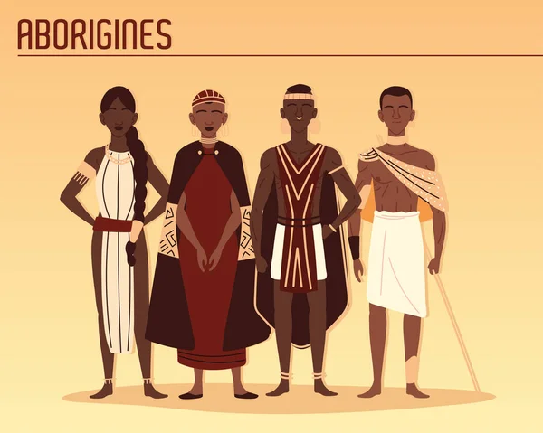 Aborigines tribes members — Stok Vektör