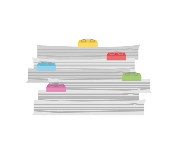 Paperwork with colored clips — Stock Vector