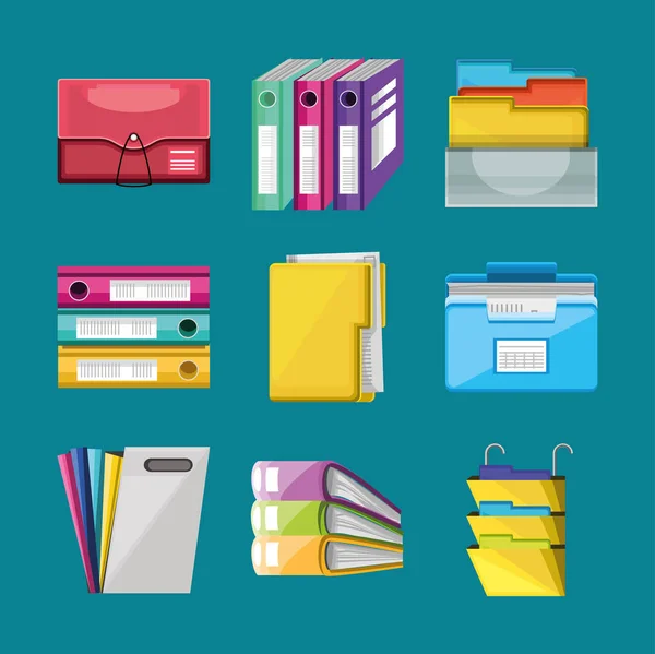 Archivos de carpeta de oficina conjunto — Vector de stock