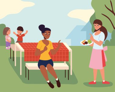 Kadınlar ve çocuklar arka bahçede