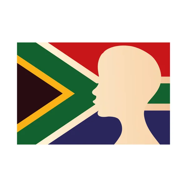 South africa flag with silhouette person — Stock Vector