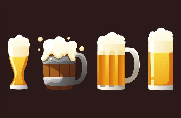 Набор бокалов для пива — стоковый вектор